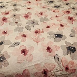 IKEA Floral Watercolor Comforter - Pink and Gray